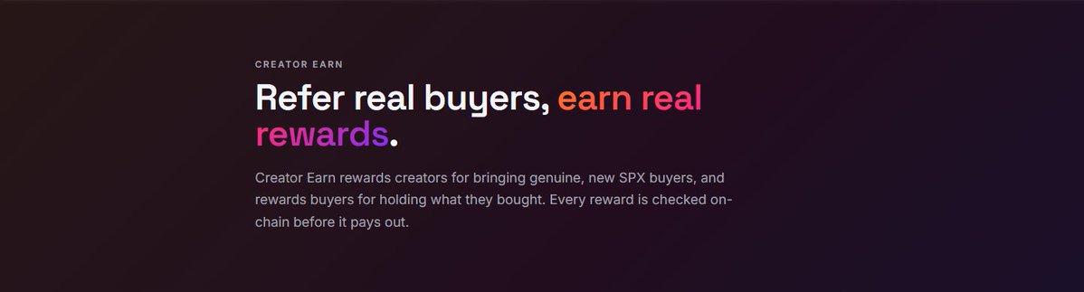ShopinX_SPX's tweet photo. Real buyers. Real referrals. Real rewards.

Creator Earn is built for creators who can bring genuine SPX buyers into the ecosystem.
https://t.co/H4V5gLghpW https://t.co/ZbnKEzpuyP