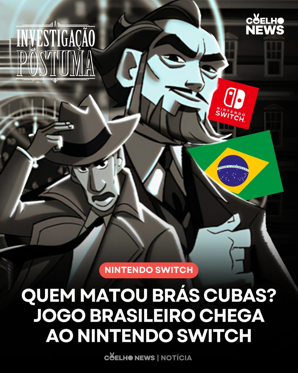 rodrigocoelhoc's tweet photo. 🔴 Jogo brasileiro inspirado em Machado de Assis chega ao Nintendo Switch

O jogo brasileiro A Investigação Póstuma, desenvolvido pela Mother Gaia Studio e publicado pela CriticalLeap, já está disponível para Nintendo Switch. O lançamento aconteceu em 17 de setembro de 2026.

Na aventura, o jogador assume o papel de um detetive contratado pelo próprio Brás Cubas para investigar quem foi responsável por sua morte. A história se passa em uma versão noir do Rio de Janeiro de 1937 e utiliza uma mecânica de loop temporal, fazendo com que o jogador reviva o mesmo dia enquanto coleta novas informações e pistas.

E aí, ficou curioso? Vai dar uma chance ao game?