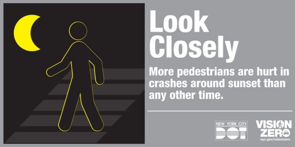 NYPD121Pct's tweet photo. Reminder ‼️

When driving during dusk, the fading light can compromise your vision and make it difficult to spot pedestrians. 

🚶‍♂️ Approach crosswalks with caution.
💡 Turn on your headlights.
🕶️ Ditch the dark sunglasses.

Let's do our part to keep our streets safe! 🛑 https://t.co/29O6iUNEYV