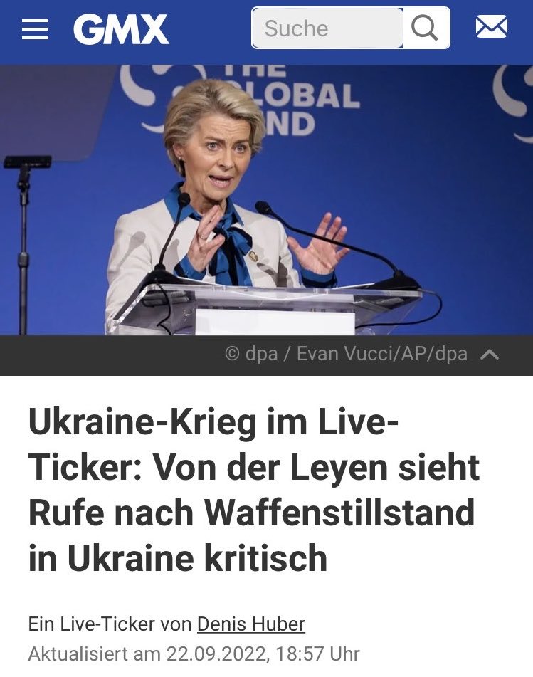Tom_Bayou's tweet photo. "Von der Leyen sieht Rufe nach Waffenstillstand in Ukraine kritisch"

22.09.2022 #RichtigErinnern https://t.co/u3hcfJXvtA