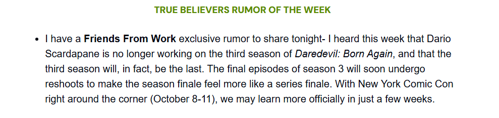 WarlingHD's tweet photo. For more context, yesterday, before it was announced that Season 3 would be the final season, @WatercoolerFFW mentioned in their blog post that reshoots were planned for the final episodes to make the season finale feel more like a series finale.

They were right that Dario Scardapane left the project.