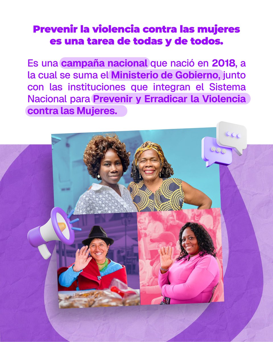 MinGobiernoEc's tweet photo. Mujeres sin violencia: ¡Así gana Ecuador!

Nos sumamos a esta campaña nacional, que desde 2018 promueve la articulación entre instituciones y sociedad para prevenir y erradicar la violencia contra las mujeres. https://t.co/4zHc67PADv