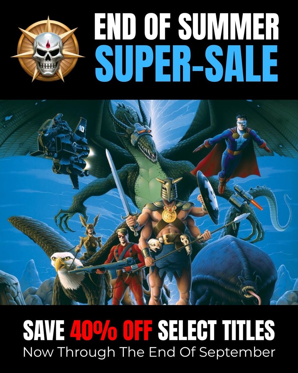 PalladiumBooks's tweet photo. Summer is almost over, but there’s still time to squeeze in one more big adventure – and some big savings!

The Palladium Books End of Summer Super-Sale continues through the end of September with 40% OFF select TMNT &amp; Other Strangeness, Rifts, and More!

https://t.co/Omw7Prb7Iv https://t.co/47bVBQ2niy