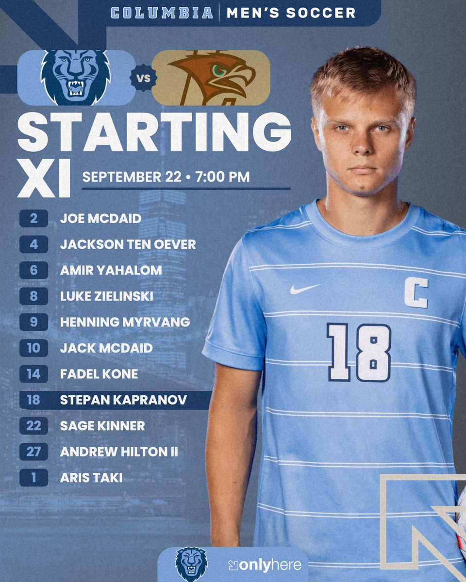 CULionsMSOC's tweet photo. Tonight's Starting XI
#RoarLionRoar 🦁 // #OnlyHere 🗽 https://t.co/hmHV9iaOLn