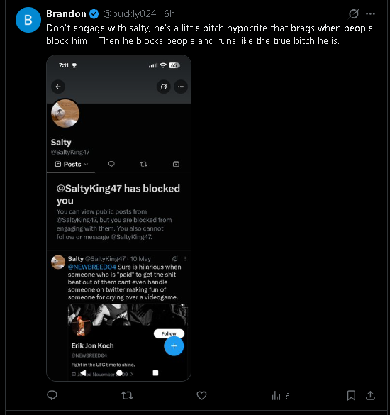 ProQPFarmer's tweet photo. @SaltyKing47 @Ars_Armegis @FreakisFire how i woke up and noticed you were still going from yesterday posts with a random guy and it was enough time to see another showed you blocked him. 6 hours ago btw https://t.co/xroFcibHnJ
