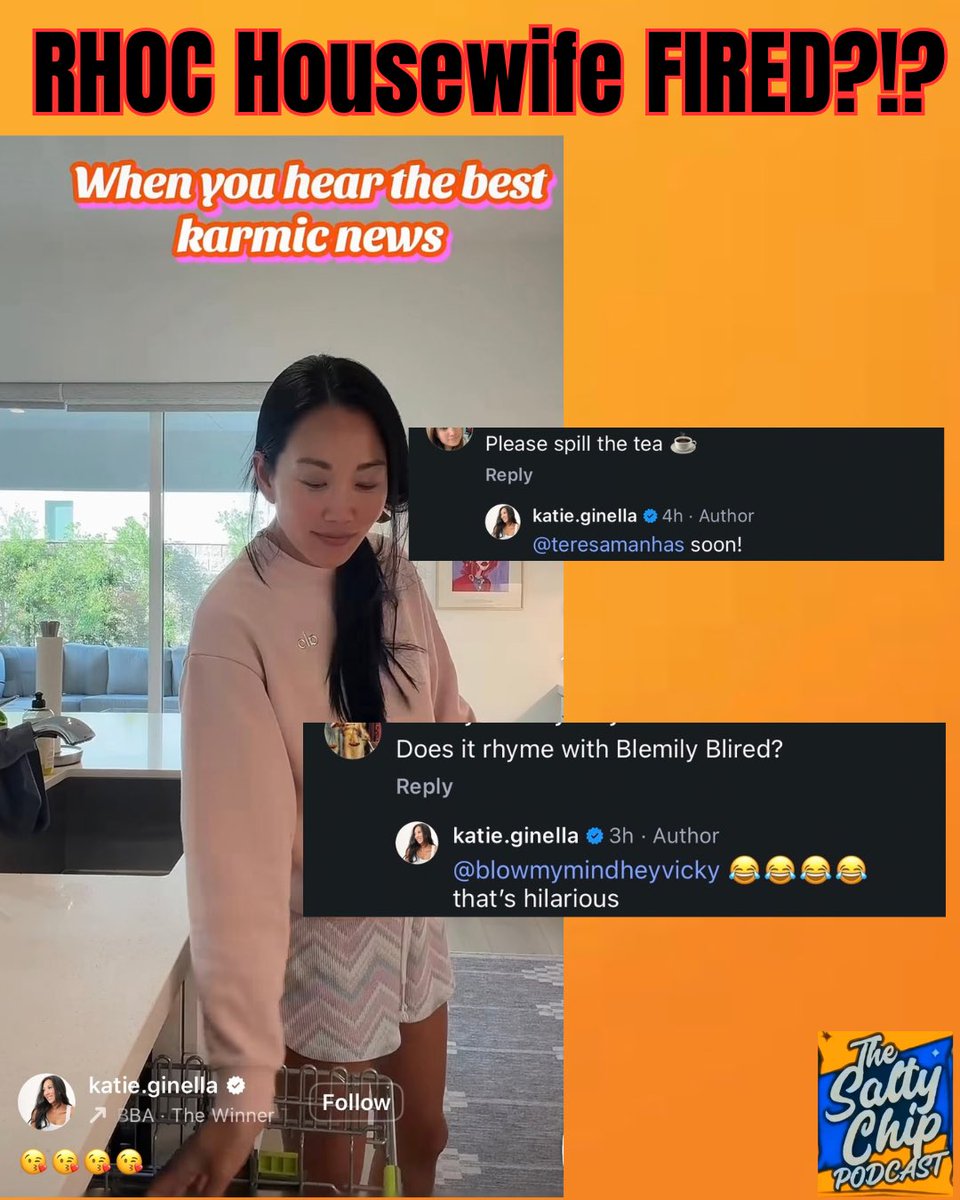 TheSaltyChipPod's tweet photo. Katie is hinting at something and I immediately thought….Is Emily Fired?!?  #bravo #realitytv #rhoc #bravotv #realityshow https://t.co/WIc2Tl5eFp