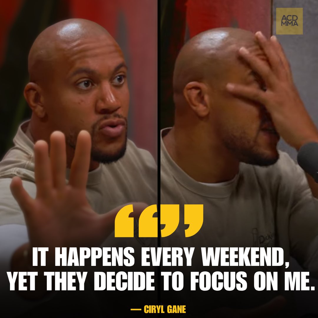 acdmma_'s tweet photo. 🚨 Ciryl Gane responds to MMA fans who accuse him of cheating against Tom Aspinall and Alex Pereira:

“When you throw your leg, your hand follows. I come from Muay Thai, your hand always stays in front. He moves in at that moment, the first thing I have is my hand, and he comes in head first. So I open my hand and tried to do a [push off] and it slipped whilst he was moving.”

“It’s something that happens every weekend, yet they decide to focus on me — ‘he’s a cheater!’”

“People don’t listen to the explanation, they listen to the headlines — ‘he’s a cheater’ that’s it.”

“It happens every weekend. A shot to the groin, you throw a leg kick but the guy moves. These things are trivial.”

“We connect and then we have to finish, and the guy turns his head [shots to the back of the head]. It’s part of our sport.”

via @ZackNaniTV