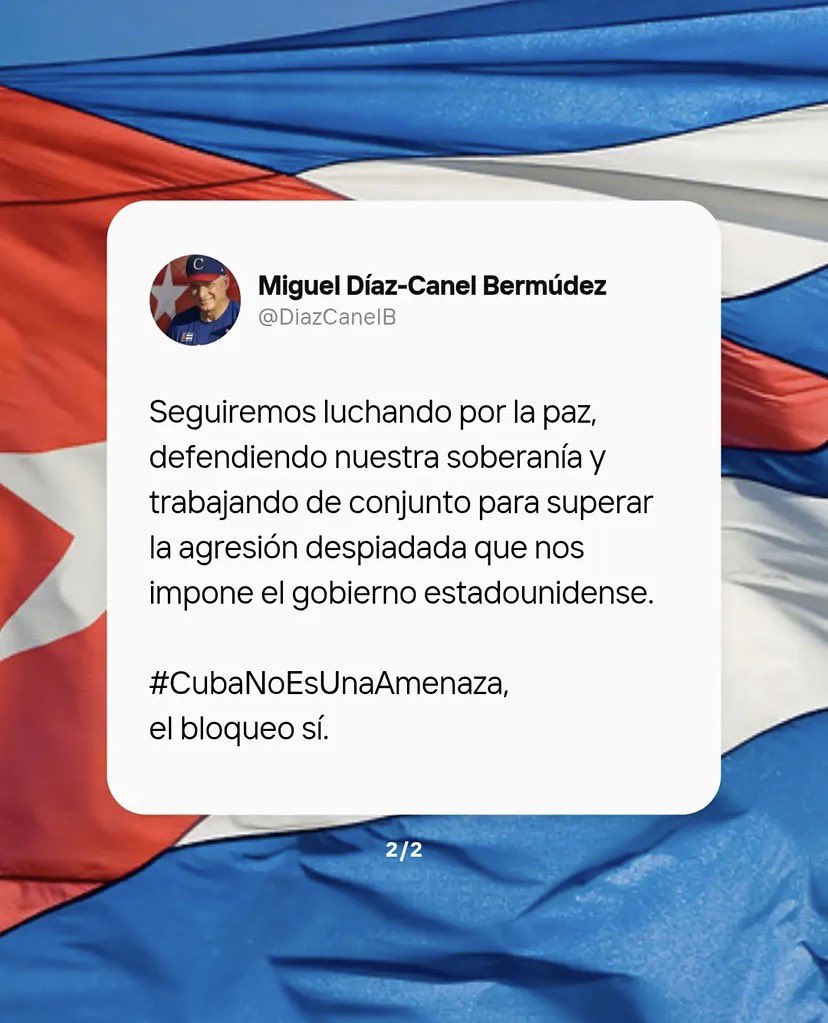 TSupremoCU's tweet photo. #CubaQuierePaz #CubaNoEsUnaAmenazaElBloqueoSí 
@DiazCanelB @Oscar_CubaTSP 
@BrunoRguezP @DrRobertoMOjeda 
@MMarreroCruz https://t.co/QvrOGS6Z4E