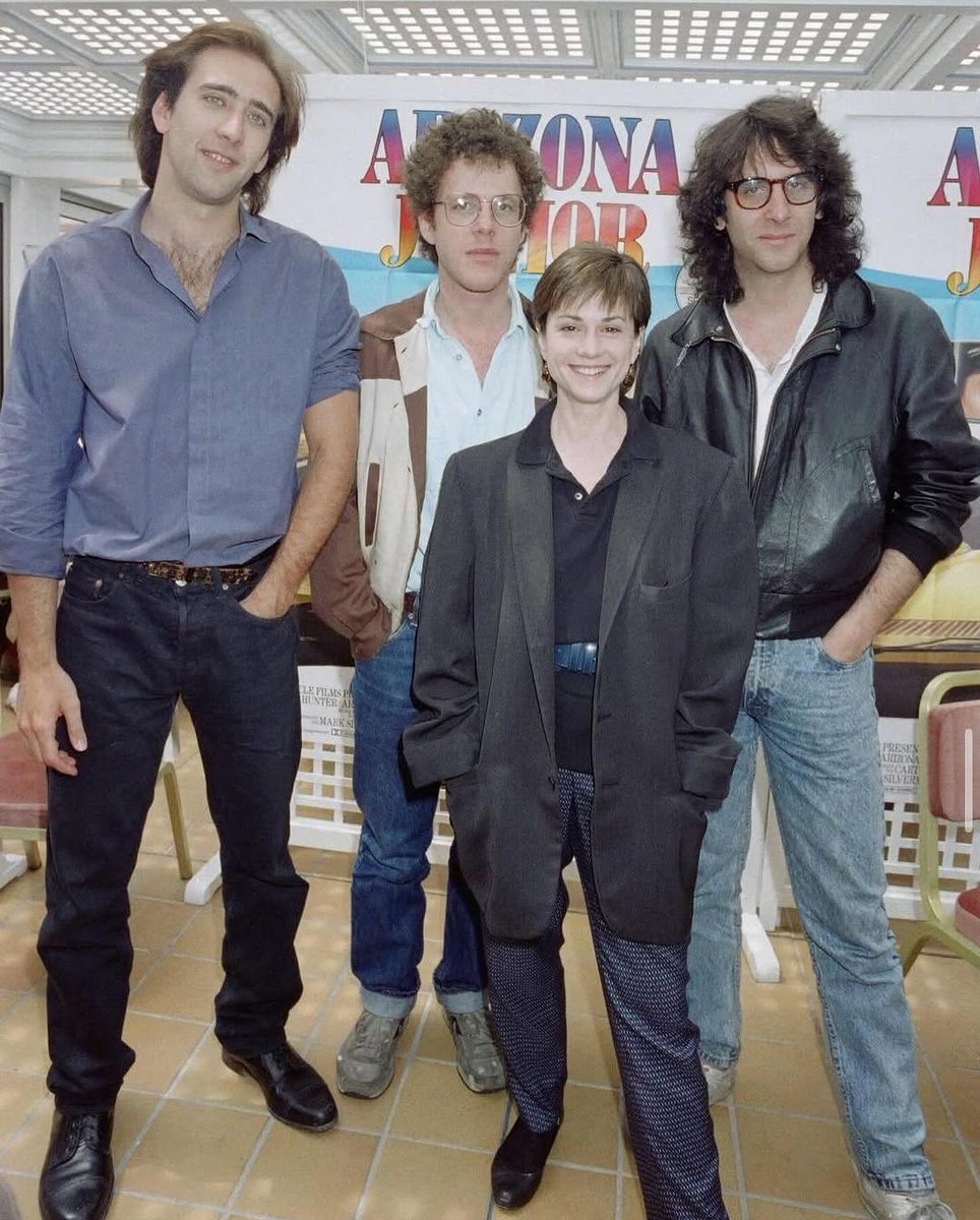 Einsenhower's tweet photo. In 1987, Holly Hunter was at Cannes with Nicolas Cage and the Coen brothers for Raising Arizona https://t.co/NNneuVSu3F