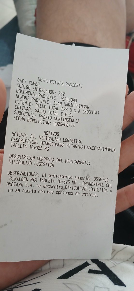 irincon77's tweet photo. @EPSSaludTotal @Supersalud Necesito ayuda pues @Audifarma_SA NO me entrega medicamentos pendientes hace 2 meses, no me dan apositos SuperAbsorbentes 20x30cm y la ulcera grande esta con biofilm y mucho dolor.
Llame a la linea de pendientes, dijeron q me ayudaban y no han enviado ni 1 apósito https://t.co/4i3jXP69hg
