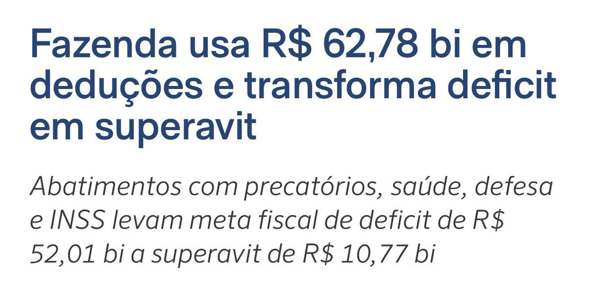 ASachsida's tweet photo. A mágica de transformar um déficit de R$ 52 bilhões num superávit. Basta dizer: gastei mas não fui eu…

A contabilidade criativa voltou! O PT quebrou o Brasil… de novo! https://t.co/Cv9U1r9VcM