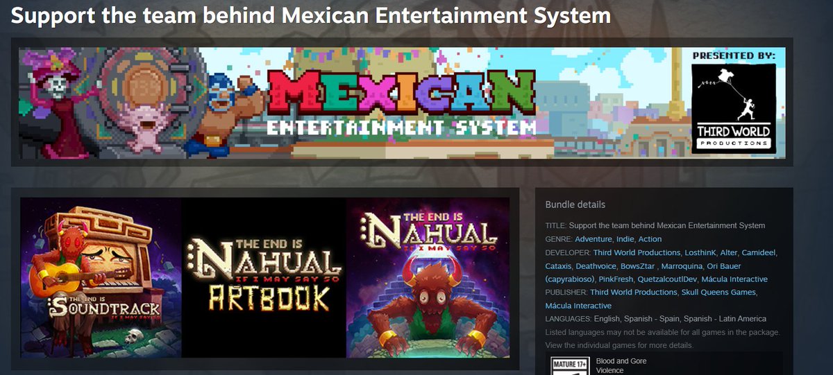 Thirdworld_Prod's tweet photo. Recuerden que el Mexican Entertainment System lo hacemos un pequeño equipo apasionado por los videojuegos mexicanos, para que si tienen chance, nos apoyen: https://t.co/FUAvnFunLu