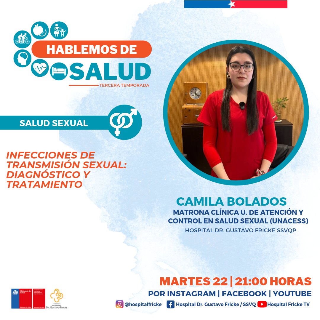 Hospitalfricke's tweet photo. 👉 No te pierdas hoy a las 21:00 horas el estreno de otro capítulo del Programa Hablemos de Salud.
#salud #vinadelmar #regiondevalparaiso #hospital #saludpública #saludsexual #unacess https://t.co/aWuIqsE7RJ