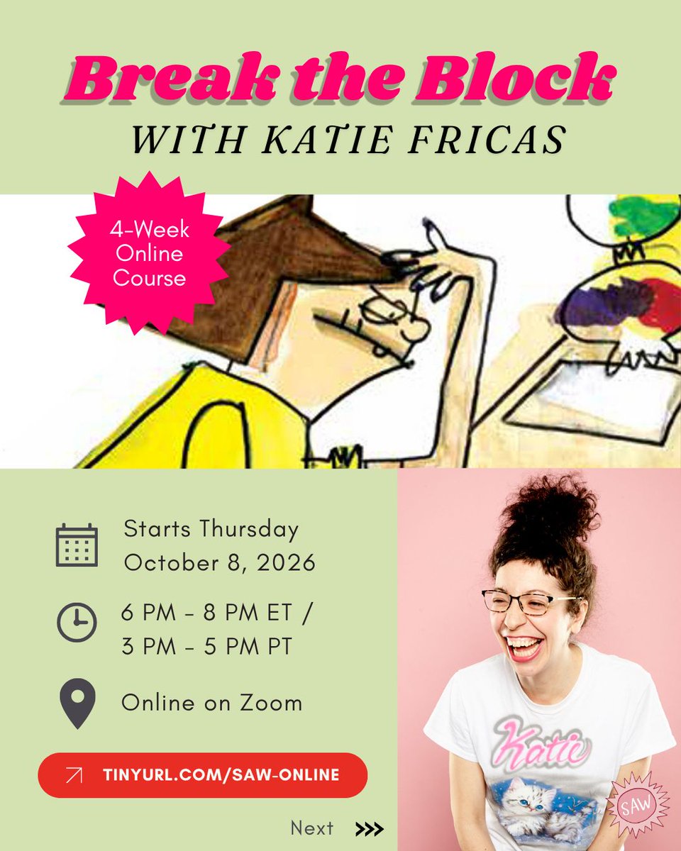 comicsworkshop's tweet photo. Break the Block! Ever feel tapped out of topics to write and draw about? In this 4-part workshop, you will develop a fat notebook of your own material to use at the drop of a hat. 

Ahttps://www.sequentialartistsworkshop.org/break-the-block-with-katie-fricas https://t.co/6C8LdASZ9D