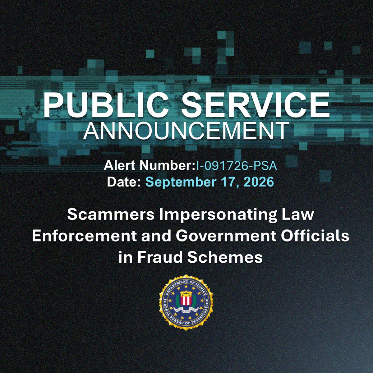 FBITampa's tweet photo. It's worth repeating.
The #FBI is reminding the public to beware of Law Enforcement & Government Officials Impersonation Scams. Between January 2025 and July 2026, the Internet Crime Complaint Center (IC3) received nearly 61,000 complaints with losses totaling $1.6 billion. Learn about the scammers' tactics and tips to protect yourself: https://t.co/y8Et6qx1sj