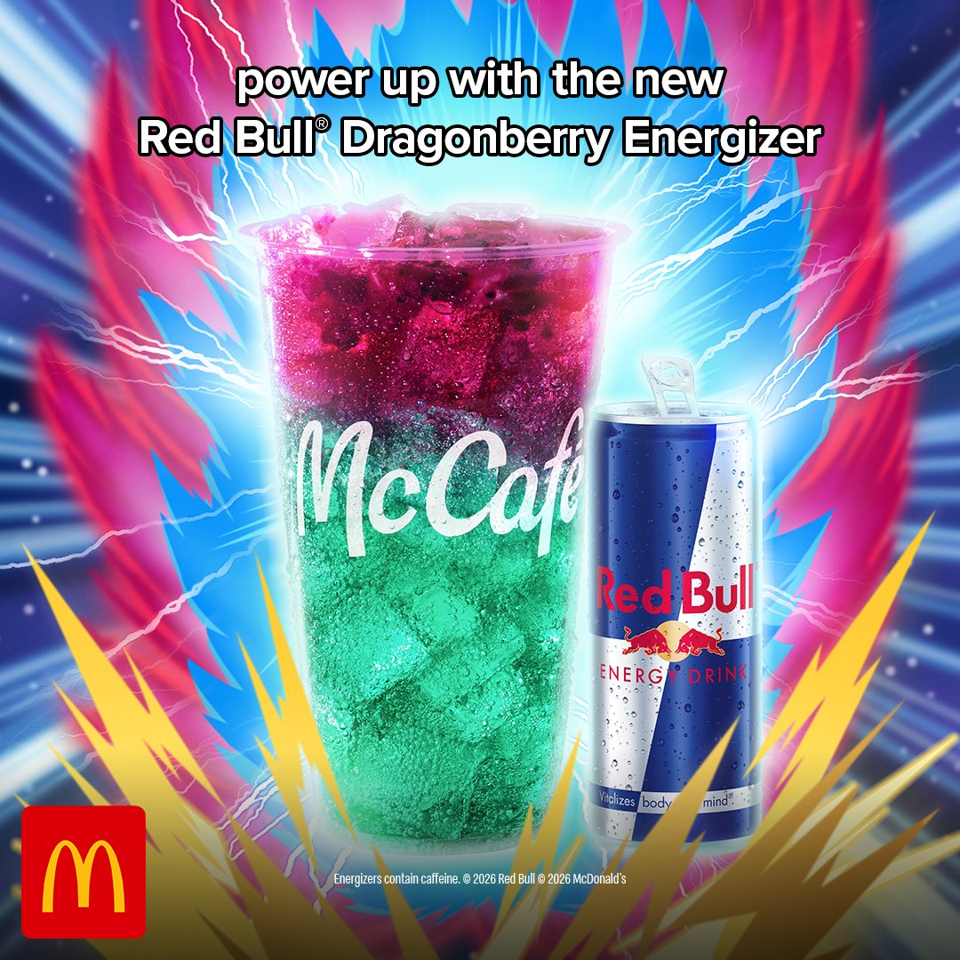 935KDAY's tweet photo. #ad #sponsored Try fruity refreshers with a little boost of caffeine or dial it up more with the Red Bull Dragonberry Energizer made with Red Bull, now at McDonald's. #mcdonalds #SoCalMcDs https://t.co/EGzOt3f7Y1 https://t.co/RAwUiQeuPS