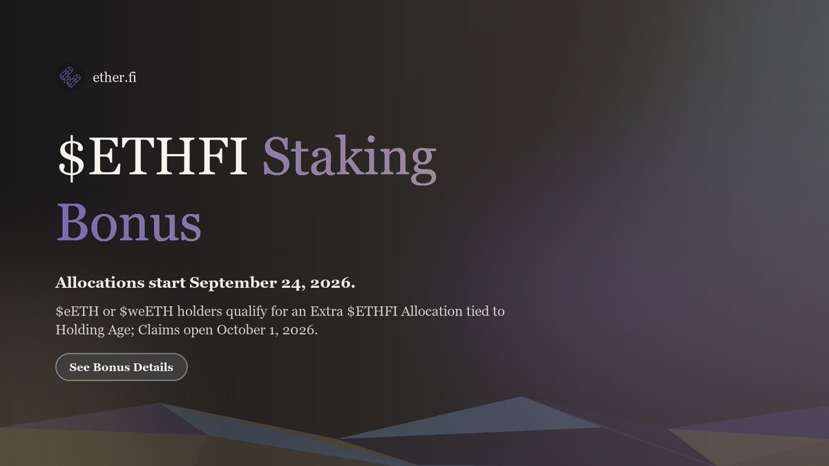ehterDao's tweet photo. @ether_fi SETHFI Vault Rewards Update: Additional reward allocations will be released on September 24, 2026.

Distribution corresponds to the maturity of each active position. Claims become available on October 1, 2026.
   
Review your specific breakdown below 👇
https://t.co/96qj8tzkCx https://t.co/2ZzJhlsEFo