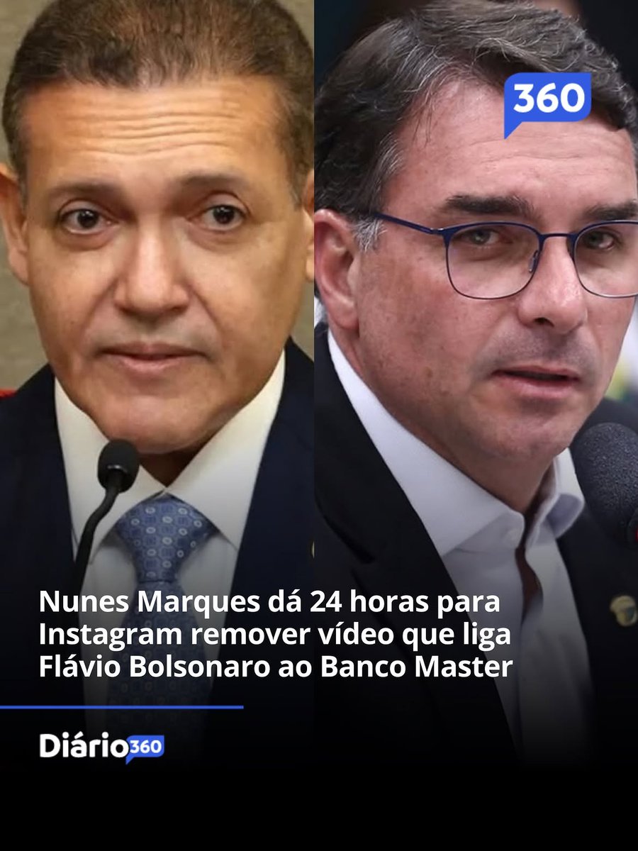 MachadoDarlon's tweet photo. 🗳🇧🇷 ELEIÇÕES 2026: 🚨⚖️ - O presidente do TSE, ministro Nunes Marques, determinou nesta terça-feira (22) que o Instagram remova, em até 24 horas, um vídeo que atribuía aos parlamentares Flávio Bolsonaro e Eduardo Bolsonaro participação em um suposto esquema de lavagem de dinheiro envolvendo o Banco Master. Na decisão liminar, o ministro entendeu que a publicação atribuiu condutas criminosas graves sem comprovação factual mínima. A medida, porém, refere-se às acusações específicas apresentadas no vídeo e não significa que toda informação sobre contatos de Flávio Bolsonaro com pessoas ligadas ao Banco Master tenha sido considerada falsa; a decisão ainda deverá ser submetida ao plenário do TSE.