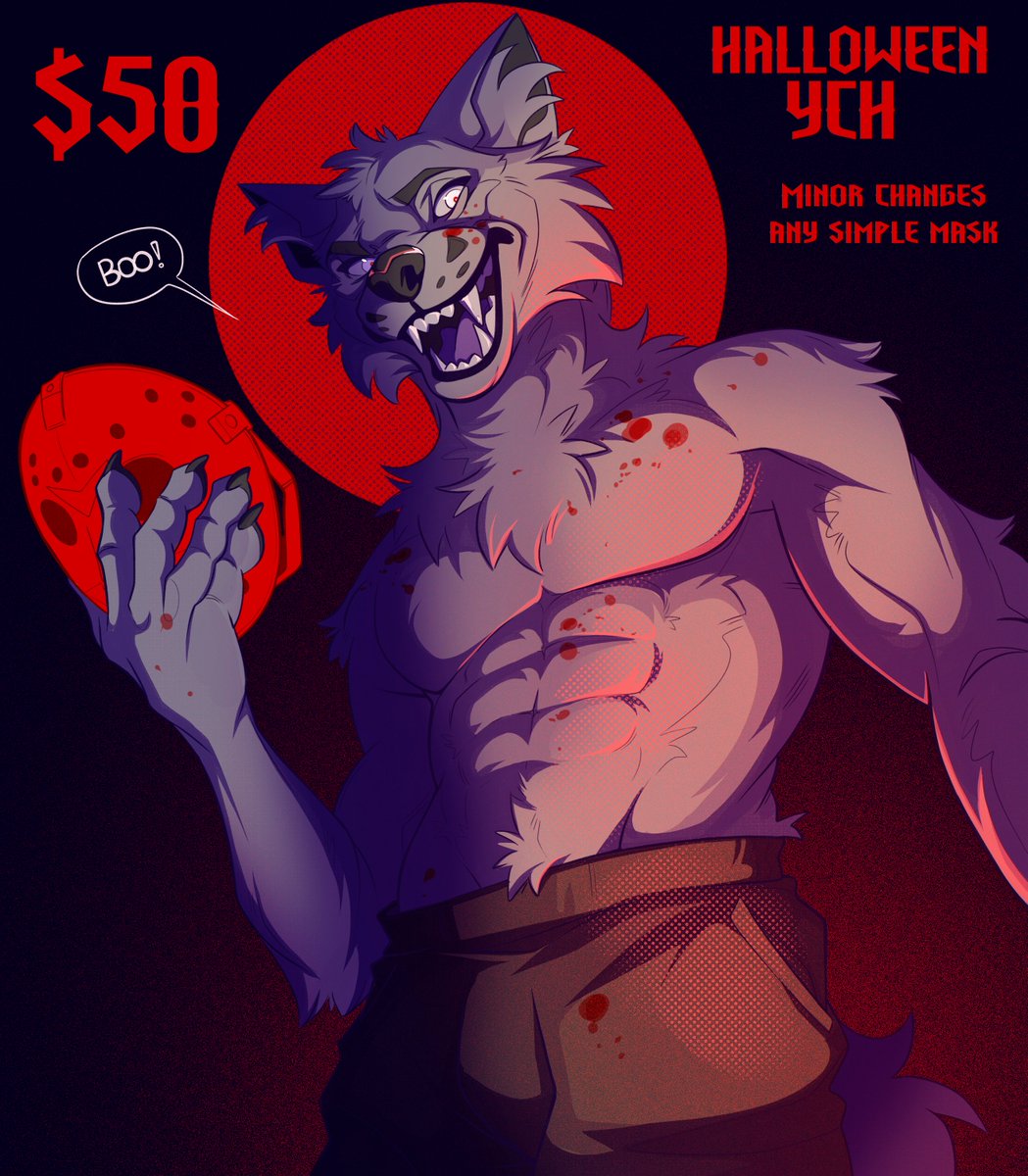 SeraphArt's tweet photo. HALLOWEEN YCH [ $50 ] 
 dm to claim  
-no big changes
 -wolf and wolf-like sonas only 
-you can pick any simple mask or go with this one https://t.co/jDXFTgKnwg