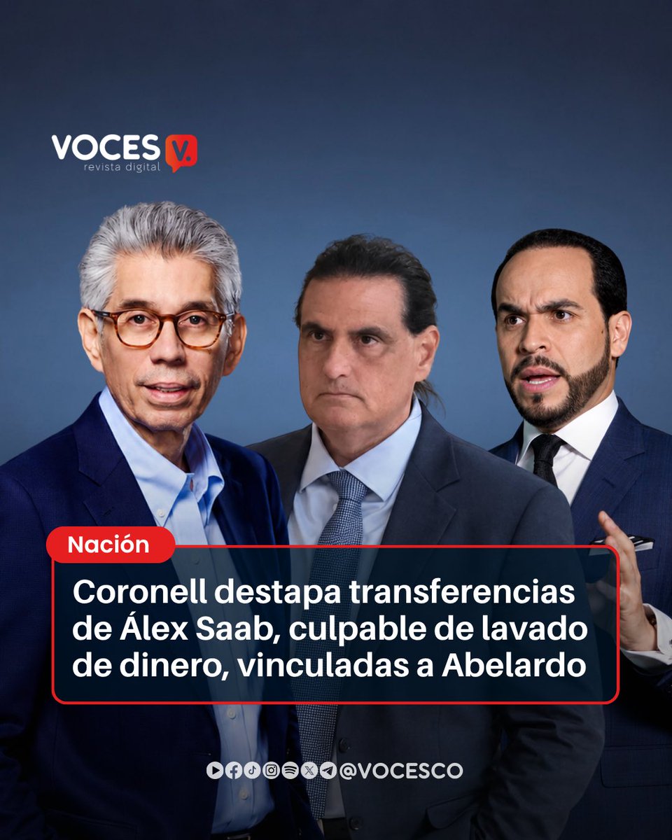 vocesco's tweet photo. #Voces | Una investigación del periodista Daniel Coronell @DCoronell reveló documentos que registran transferencias por más de US$370.000 provenientes de empresas vinculadas al empresario Álex Saab y que, según la investigación, habrían beneficiado económicamente al hoy presidente Abelardo de la Espriella. Los movimientos se realizaron entre 2014 y 2015 y aparecen en documentos de un proceso civil cerrado en Florida.

De acuerdo con la investigación, los giros provinieron principalmente de Group Grand Limited y Consorcio Estructuras Metálicas, compañías relacionadas con negocios de Saab en Venezuela. Entre las transferencias aparecen movimientos por US$199.950, US$99.950 y US$74.950, para un total de US$374.850.

Coronell también expuso documentos bancarios, correos electrónicos e instrucciones firmadas por De la Espriella. Uno de los registros señala un giro de US$200.000 desde Group Grand Limited hacia una cuenta de la firma estadounidense Richard & Associates PA, operación que, según la investigación, fue registrada bajo el concepto de “asesoría fiscal internacional”.

La investigación volvió a poner bajo escrutinio la relación profesional que De la Espriella tuvo con Saab. Los documentos citados por Coronell corresponden a operaciones realizadas años antes de que Saab fuera detenido en Cabo Verde y posteriormente extraditado a Estados Unidos. La existencia de las transferencias y su origen empresarial son los elementos centrales revelados por la investigación periodística; su interpretación y las eventuales responsabilidades jurídicas corresponden a las autoridades competentes.