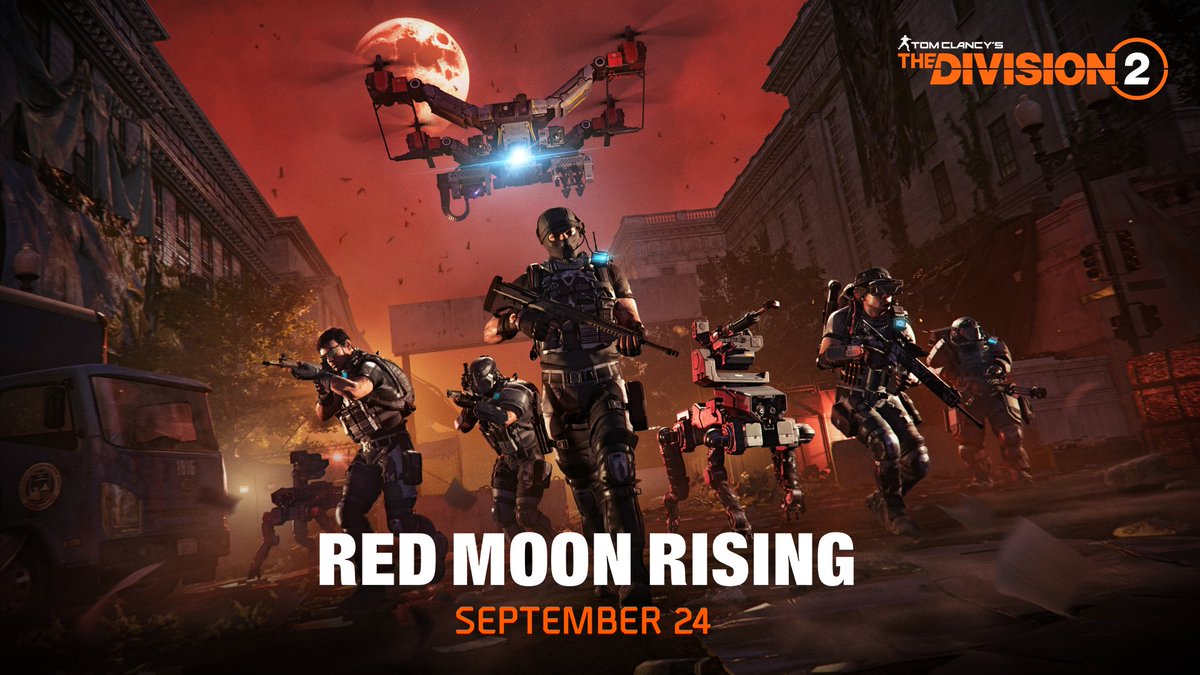 TheDivisionGame's tweet photo. #TheDivision2 maintenance alert!

The next Title Update arrives with Red Moon Rising, PvP balancing changes, Rage Harvest, and more.

📅 Thursday, September 24
🕐 9:30 AM CEST, 3:30 AM EDT, 12:30 AM PDT
⌛️ Estimated downtime is 5 hours

🔗Patch Notes: https://t.co/ibyTAoPvSj https://t.co/7fQfT1AjXV