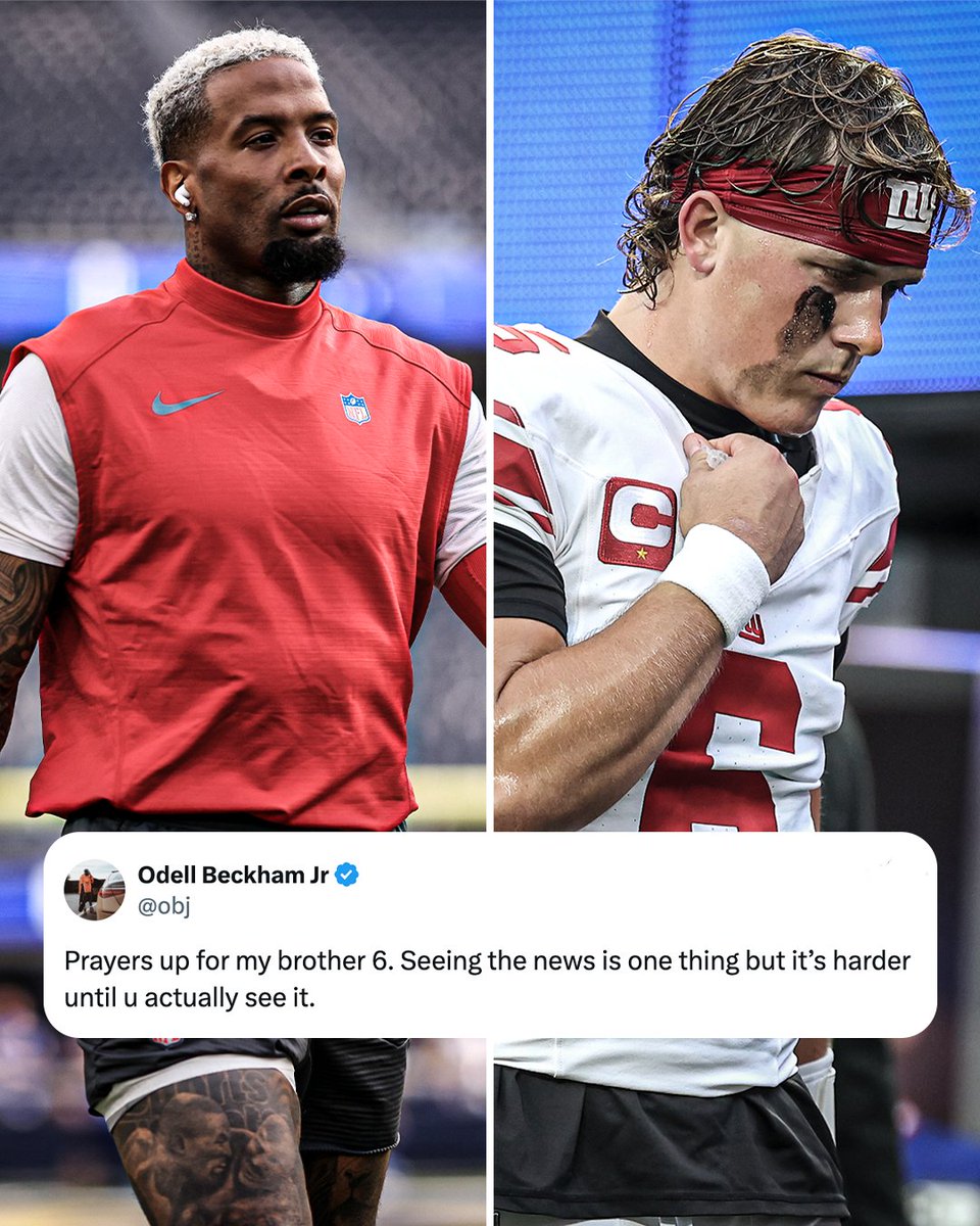 ESPNNFL's tweet photo. OBJ showing support for his QB ❤️ https://t.co/LhOC8ENscZ