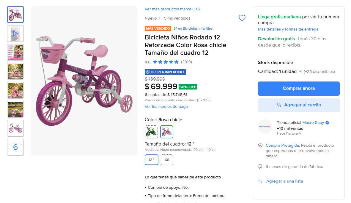 LaDatadelPrecio's tweet photo. 🚲 50% OFF en una bici infantil rodado 12

Bicicleta infantil GTS reforzada, con rueditas de apoyo y diseño en color rosa.

💰 Bajó de $139.999 a $69.999
🔥 50% OFF
🏆 #3 más vendida en bicicletas infantiles
⭐ 4.8/5 con +2.800 opiniones
🏪 +5 mil vendidos
💳 6 cuotas de $15.748

Ideal para chicos que están empezando a andar en bici.

👉 https://t.co/AyP4sAOfCf