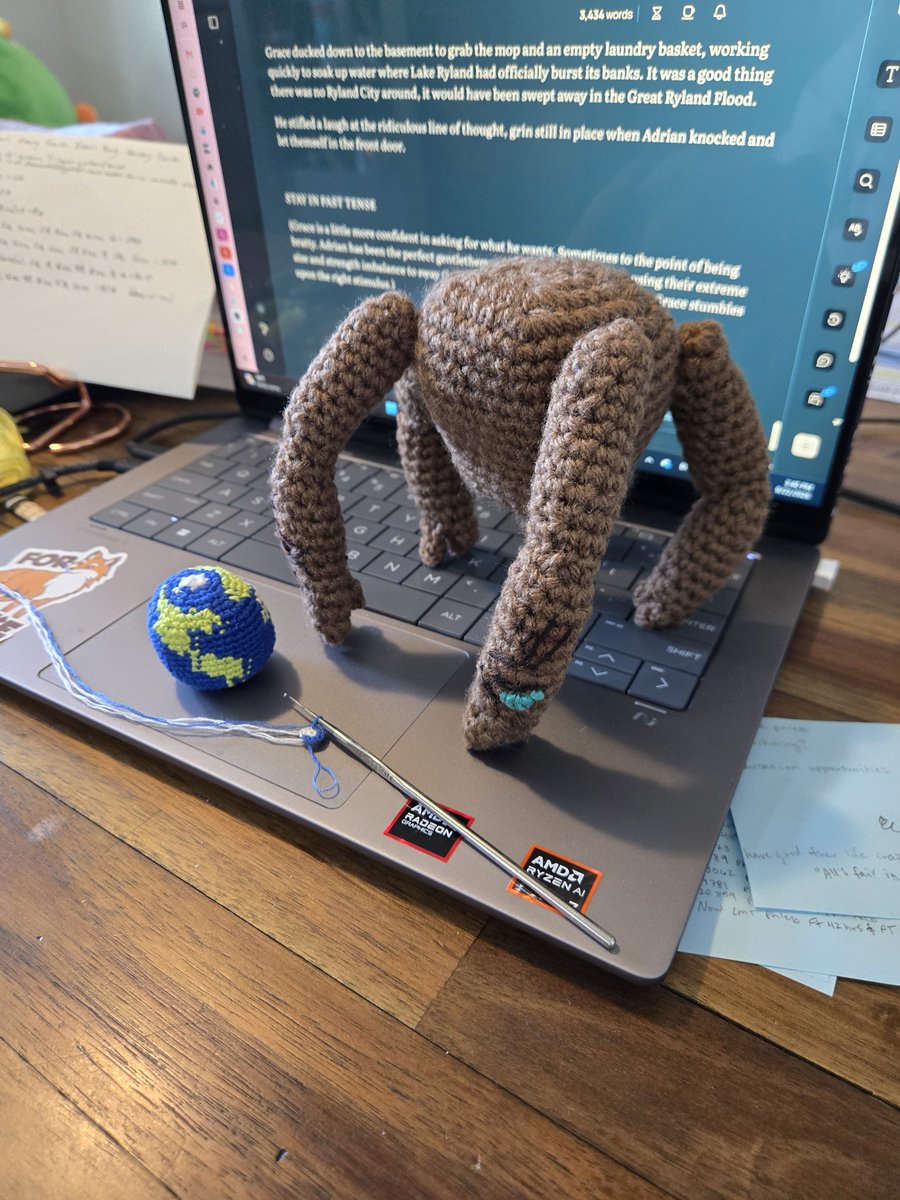astraantares's tweet photo. Rocky is done! I went off-pattern bc I didn't care for how it was written. I added his crest &amp; mate mark, but idk if I like it. I'm in the middle of a gluten reaction &amp; also like "hmm, wonder if I can micro crochet a bean bag to Rocky scale." Prob should go lay down tho. 🥲 https://t.co/tmwC2tASit