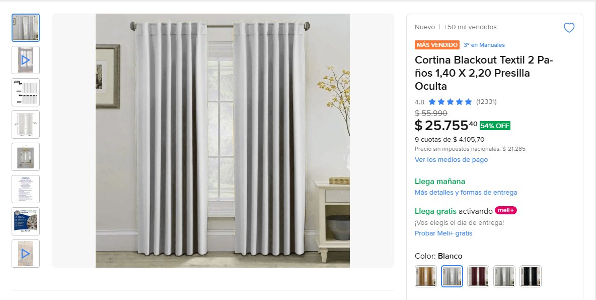 LaDatadelPrecio's tweet photo. 🪟 54% OFF en cortinas blackout para cambiar por completo una habitación

Juego de 2 paños blackout textil de 1,40 x 2,20 m, con presilla oculta y varios colores disponibles.

💰 Bajó de $55.990 a $25.755
🔥 54% OFF
⭐ 4.8/5 con +12.000 opiniones
🏪 +50 mil vendidos
💳 9 cuotas de $4.105
Ideal para dormitorio, living o cualquier ambiente donde quieras reducir bastante la entrada de luz.
👉 https://t.co/ozNeOlD72G