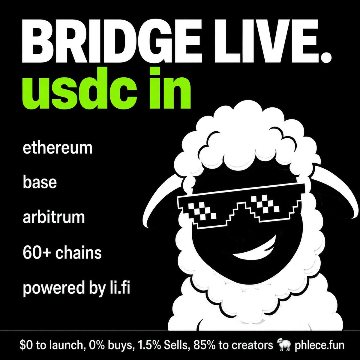 phlece_'s tweet photo. bridge is live on phlece.

bring usdc in from ethereum, base, arbitrum,
and 60+ chains straight onto arc.

powered by https://t.co/S76d6pVFiV https://t.co/nMLyGQuwWM