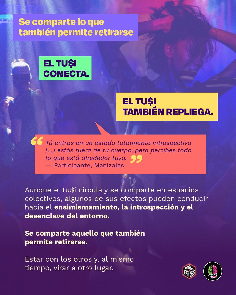 echelecabeza's tweet photo. A partir de los relatos de jóvenes que frecuentan fiestas y festivales de música electrónica en Manizales y Medellín, emergieron experiencias atravesadas por la indeterminación, en las que coexisten, de forma paradójica, el deseo de conexión y la necesidad de fuga, expresando tensiones propias del sujeto contemporáneo.