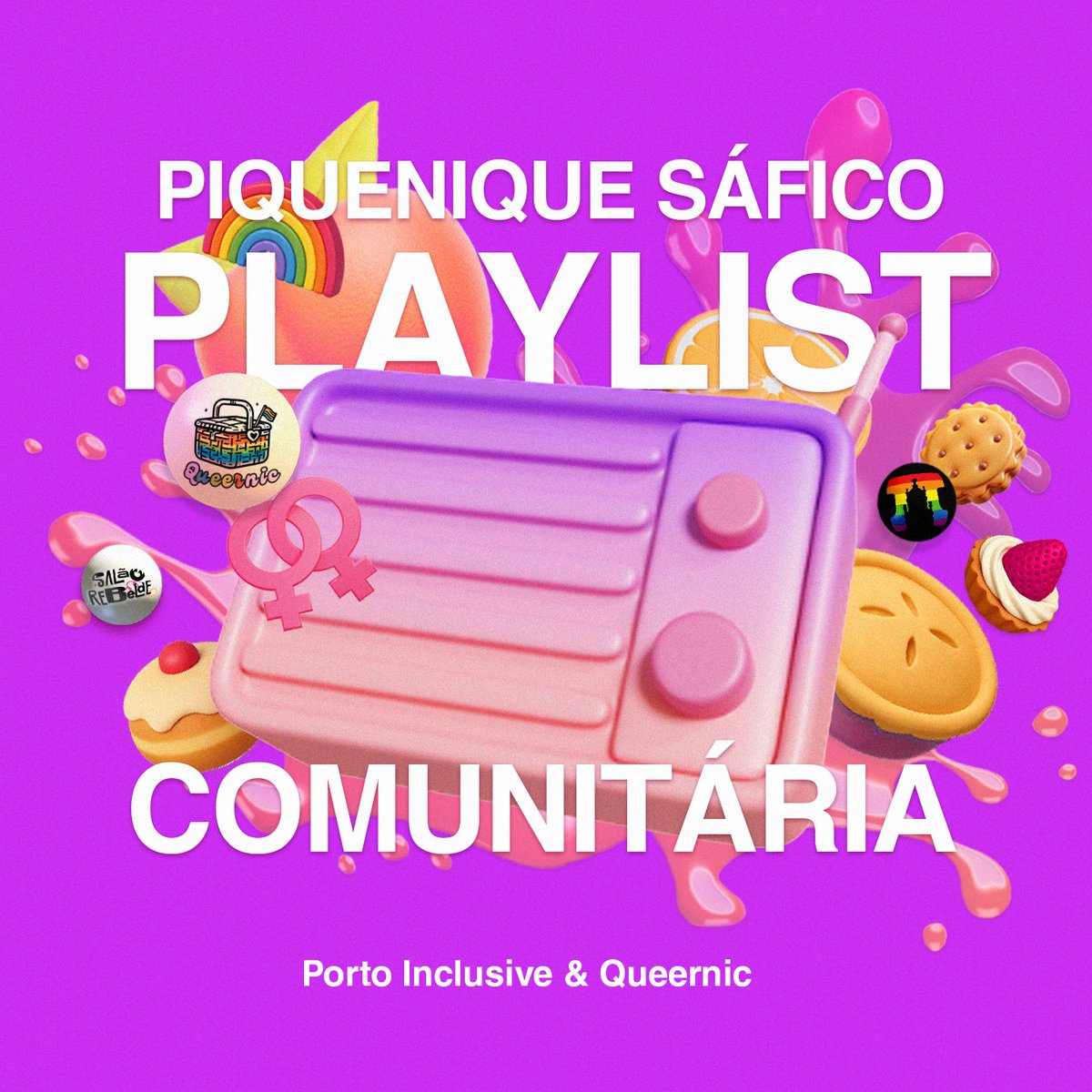 PortoInclusive's tweet photo. Convidamos-te a entrar no espírito do evento com as melhores músicas sáficas. 🤭🌈🦋 Deixa-nos as tuas sugestões nos comentários e dia 26 de setembro contamos contigo para desfrutar da palylist! 😉 https://t.co/YaxAlJe5Et
