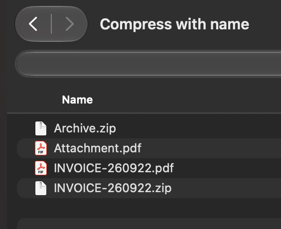 deniveloper's tweet photo. Finally got tired of macOS naming everything https://t.co/k5l5nF3md1.

Had Grok Bot write me a script that names the ZIP after the first file I select, and skips the __MACOSX junk. Two steps gone. I can invoice clients like a human again. https://t.co/WkxfvNVoVv