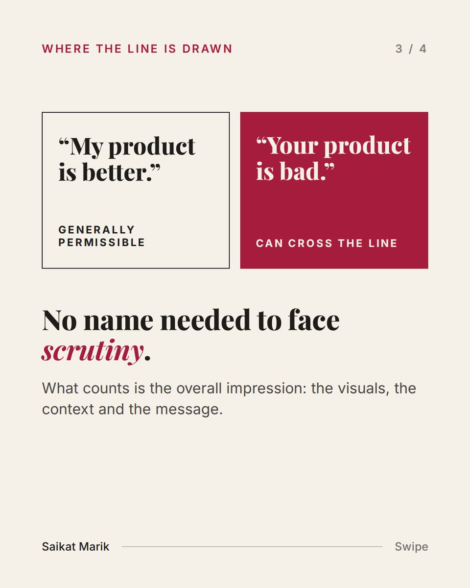 powerbanky's tweet photo. Comparative advertising can distinguish a brand, but when does competitive creativity become disparagement? The Gillette-BSC dispute highlights why the overall impression, context and message of an ad matter under #AdvertisingLaw.

#ComparativeAdvertising #IndianAdvertising https://t.co/M0MbKQOihm
