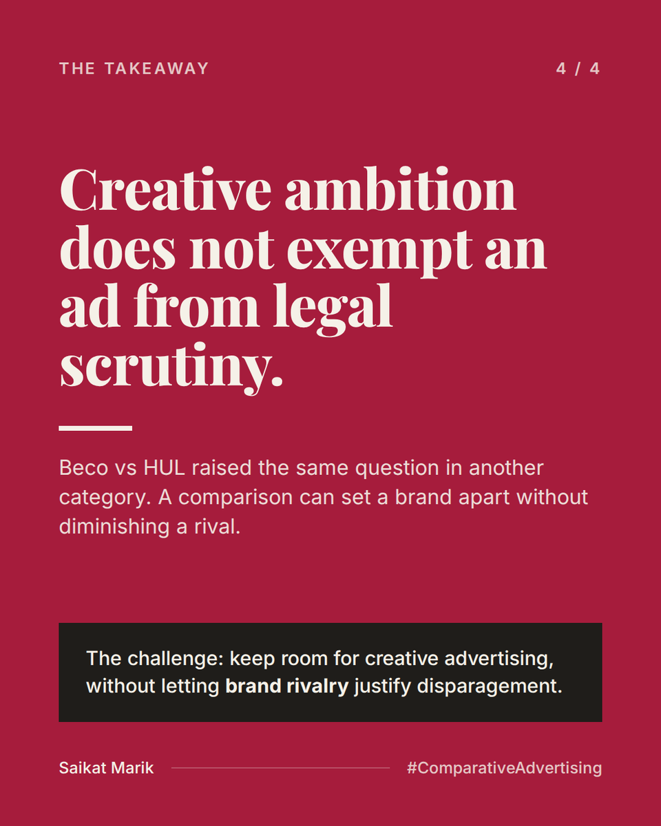 powerbanky's tweet photo. Comparative advertising can distinguish a brand, but when does competitive creativity become disparagement? The Gillette-BSC dispute highlights why the overall impression, context and message of an ad matter under #AdvertisingLaw.

#ComparativeAdvertising #IndianAdvertising https://t.co/M0MbKQOihm