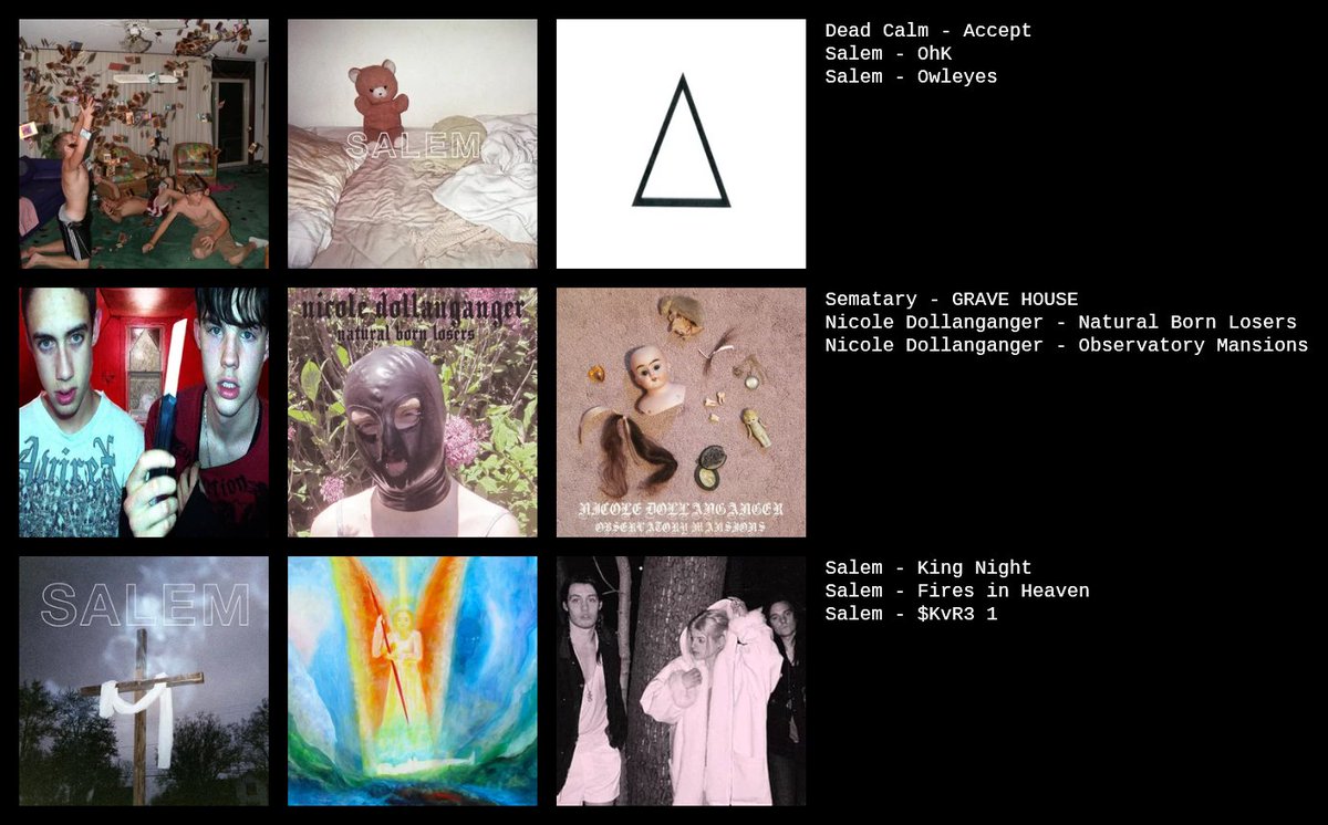 Calmdessfckdown's tweet photo. my topster but I don't listen to much outside of salem https://t.co/jNI1djev77