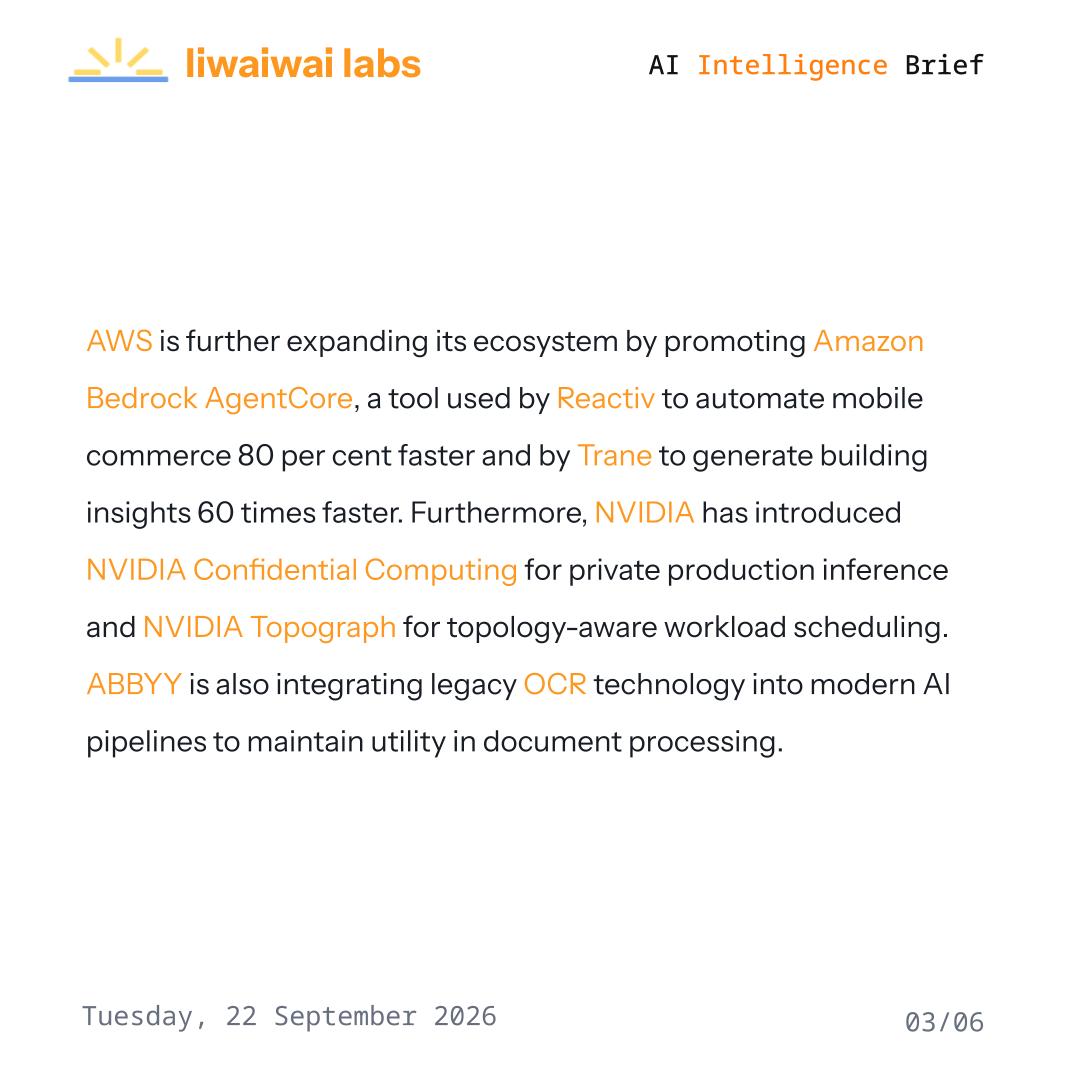 liwaiwaicom's tweet photo. Get ahead of the curve this #week with curated #Intelligence from #liwaiwai

Discover more at https://t.co/Bnqkt8pG88

#Liwaiwai #IntelligenceBrief #AIAgents #Anthropic #OpenAI #GPT6Luna #ClaudeOpus #Claude #NVIDIA #AIGovernance #AIRegulation #Trump #AWS https://t.co/pIQvgiACrz