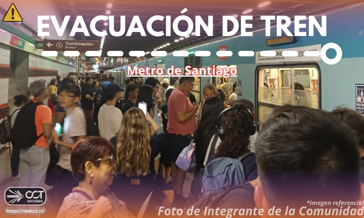 cctmetrostgo's tweet photo. 📤⚙️ [18:53] Evacuación de Tren en Estación Ñuble #L5 dirección Vicente Valdés debido a usuario que acciona gas pimienta en su interior. https://t.co/lZMTZXAh7y
