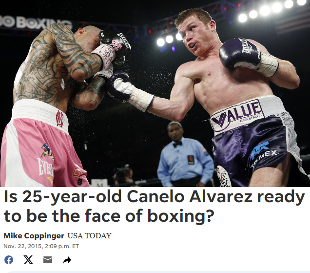 diegomayra's tweet photo. He will never be Canelo

Liam Smith, Erislandy Lara, Floyd Mayweather, Austin Trout, Josesito Lopez, Shane Mosley,  Amir Khan, Miguel Cotto...

Then Canelo turned 25. Ryan Garcia is already 28.

@MikeCoppinger asked this question 11 yrs ago; that question doesn't apply to Ryan