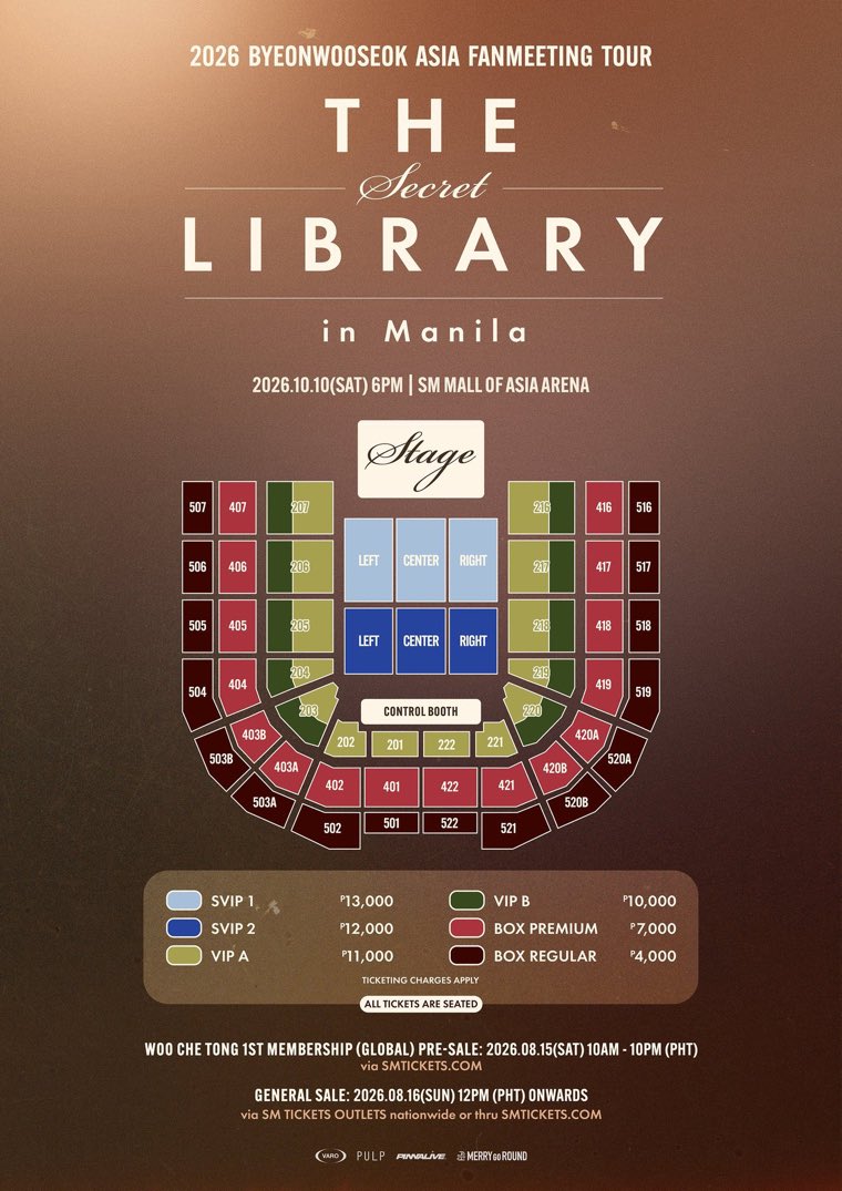 premiumticgrai's tweet photo. 2026 BYEONWOOSEOK ASIA FANMEETING TOUR THE Secret LIBRARY IN MANILA 
マニラペンミ
日時
2026年10月10日18:00
場所
SM MALL OF ASIA ARENA
購入はDMまで
#チケット代行
#BYEONWOOSEOK #변우석 #ピョンウソク https://t.co/xfBMbIBqBJ
