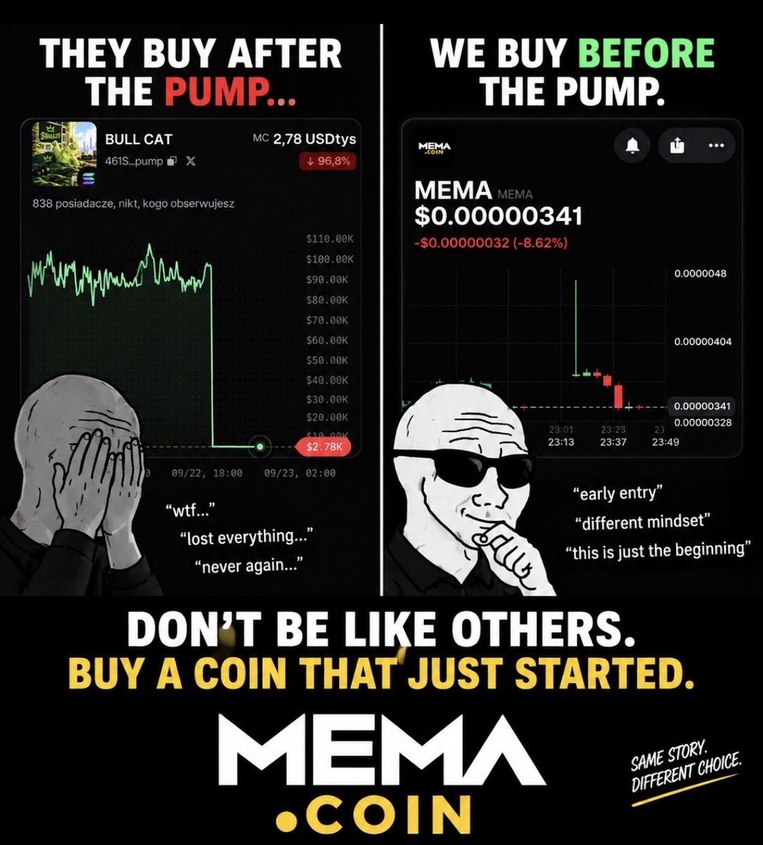 xmemacoin's tweet photo. Everyone wants the next 100x.
Most people only find it after the pump. 📈

MEMA is just getting started.
Don’t be exit liquidity. Be early. 👀

6wuPmgSEeEexrU243nSZF3cCU1e7dJqBXB6o6C6opump

#MEMA #Memecoin #Solana #Crypto https://t.co/FmbsTDQW7C