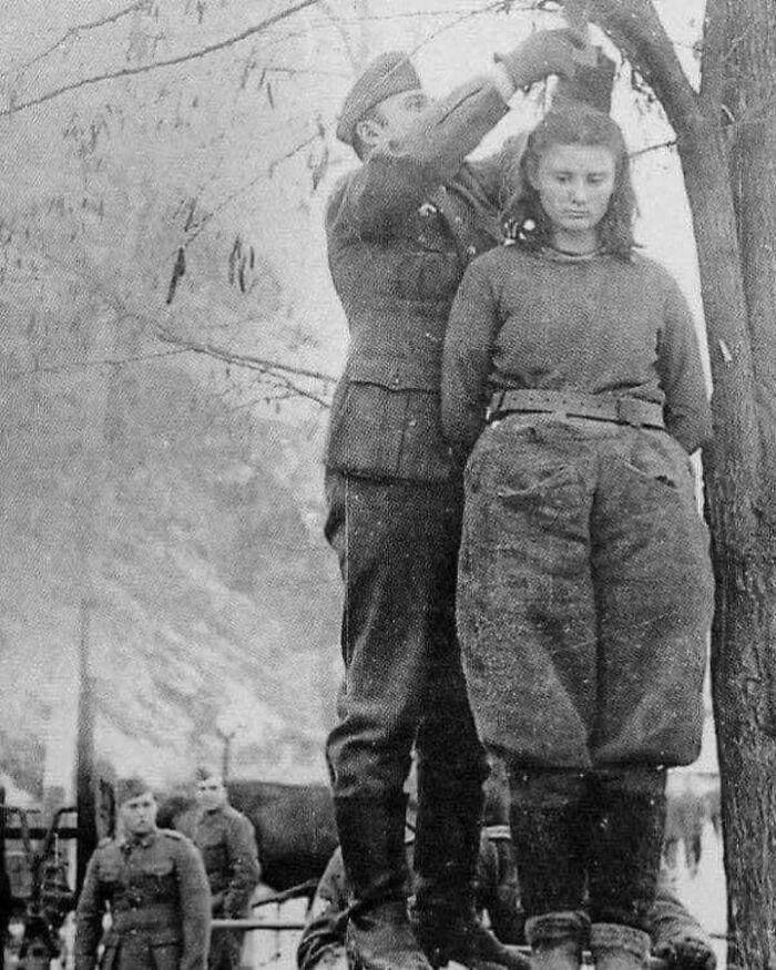 HistorylandHQ's tweet photo. On February 8th, 1943, Nazis Hung 17-Year-Old Lepa Radić For Being A Yugoslavian Partisan During World War II. When They Asked Her The Names Of Her Companions, She Replied: “You Will Know Them When They Come To Avenge Me." https://t.co/7lU7TkaQ2w