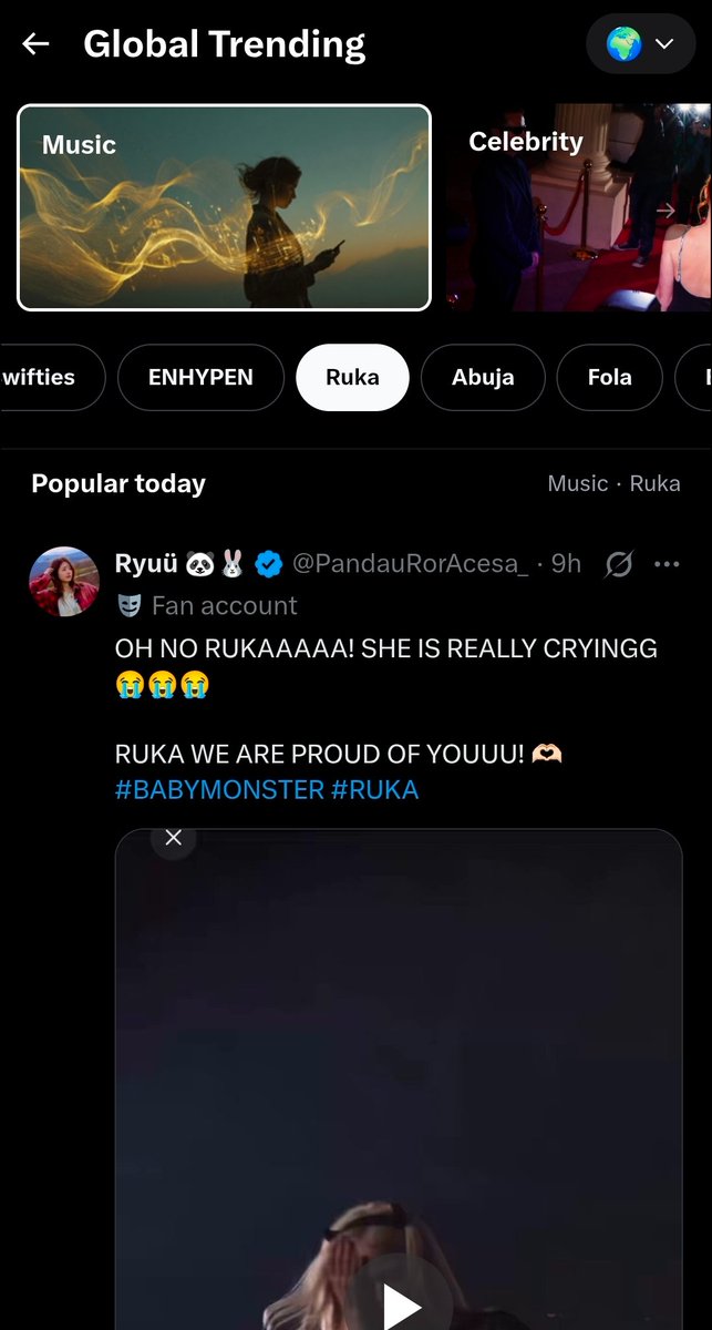 RukaCharts7's tweet photo. 10 hours after the concert at Kyocera Dome, Osaka, Ruka became the only member to top the global trending chart, as well as trending in 10 countries, and the only member to trend in Japan, Sweden, and Australia, in the Music category
#RUKA #BABYMONSTER https://t.co/fzwAzOwO8H