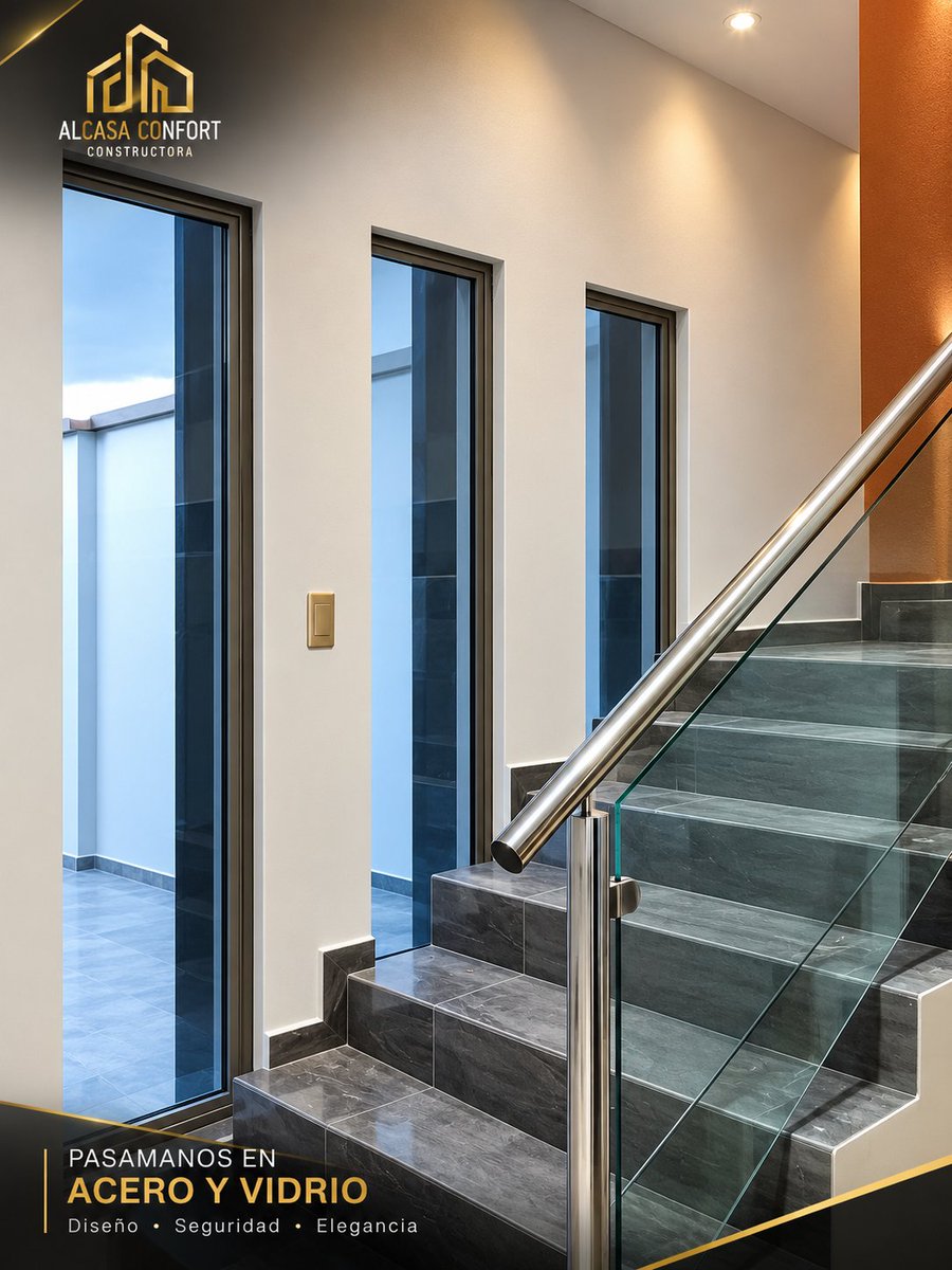 AlcasaConfort's tweet photo. ✨ ELEGANCIA QUE SE NOTA, CALIDAD QUE PERDURA ✨
Pasamanos en acero inoxidable + vidrio templado, ideales para darle a tus espacios un toque moderno, seguro y sofisticado. 
🔹 Diseño moderno
🔹 Alta resistencia
🔹 Acabados de calidad
 https://t.co/bl6fZrYFR0 https://t.co/Bgcq5Rywdb
