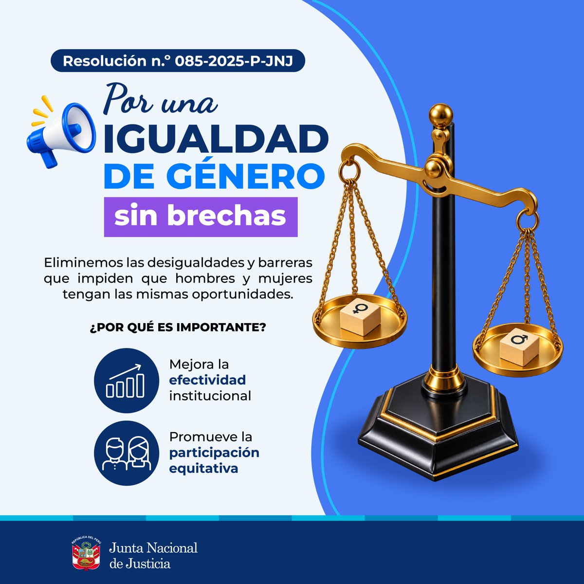 JNJPeru's tweet photo. ⚖️ 𝗨𝗻𝗮 𝗷𝘂𝘀𝘁𝗶𝗰𝗶𝗮 𝘀𝗼́𝗹𝗶𝗱𝗮 𝘁𝗮𝗺𝗯𝗶𝗲́𝗻 𝘀𝗲 𝗰𝗼𝗻𝘀𝘁𝗿𝘂𝘆𝗲 𝗰𝗼𝗻 𝗶𝗴𝘂𝗮𝗹𝗱𝗮𝗱 💪.
👩👨‍🦰 En la #JNJ promovemos la igualdad, trabajando para eliminar barreras que limitan la participación de hombres y mujeres, consolidando una institución más equitativa. https://t.co/YmQjcuFrMT
