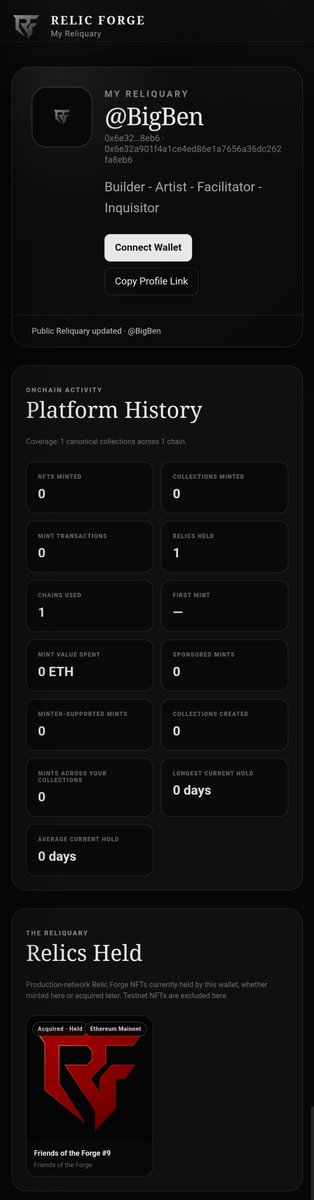 RelicForge_io's tweet photo. Thanks @BetterBen33 for being the first to Register their Reliquary page! I sent them a little gift of appreciation! ⚒️ https://t.co/tEvDhdQkdU