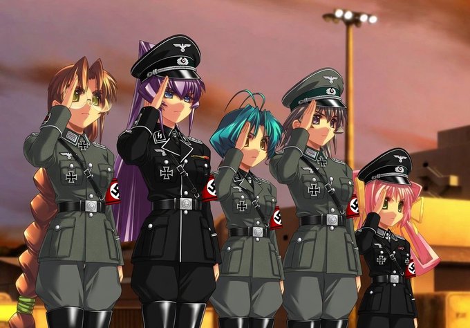 pradademon's tweet photo. Meiya Mitsurugi = Adolf Hitler
Chizuru Sakaki = Albert Speer
Tamase Miki = Rudolf Hess
Kei Ayamine = Joseph Goebbels
Mikoto Yoroi = Martin Bormann
Sumika Kagami = Oskar Dirlewanger https://t.co/nnB6hem62q