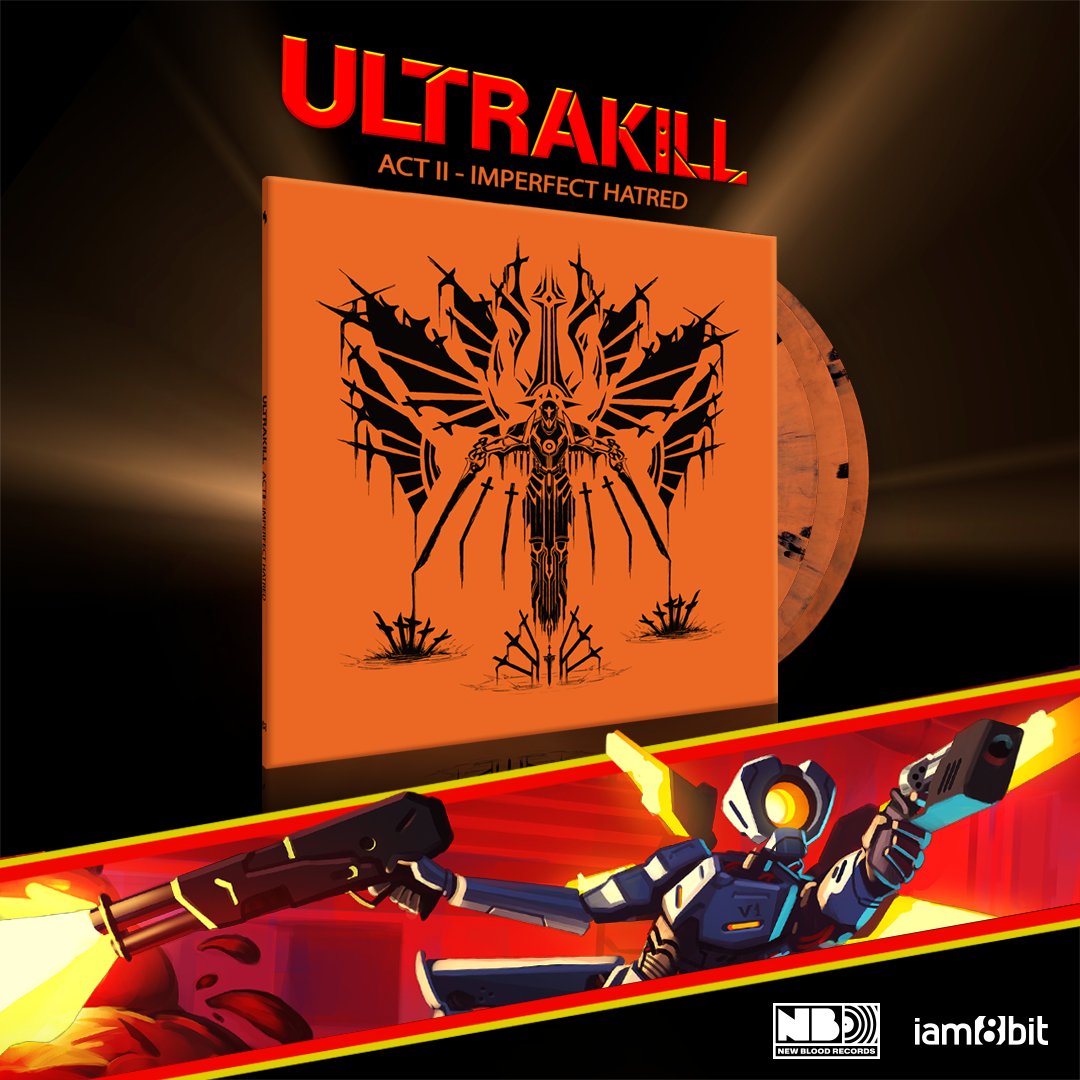 NewBlood's tweet photo. ULTRAKILL Act II Vinyls begin shipping this week!

Be on the lookout for your shipping emails and postal workers dressed as Ferrymen 👁️

News about a second run of vinyls and CDs SOON™️ 

Keep notifications on for the @newbloodstore 🫵 https://t.co/4ktwqu4CX3