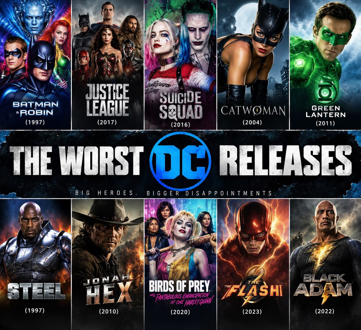 King_Shark02's tweet photo. DC has given us some legendary superhero movies, but Hollywood also gave us these.

From Batman &amp; Robin to The Flash, which DC release disappointed you the most, and which one actually deserves another chance? https://t.co/b4D5bflc41