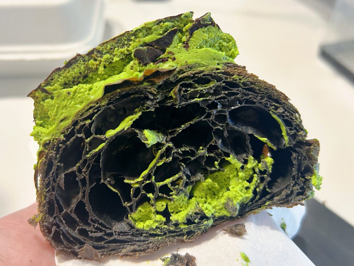 NeelyWinsett's tweet photo. Just found the best matcha croissant in town! Flaky, buttery layers with a rich, earthy matcha filling that melts in my mouth—worth every single bite. https://t.co/r60zfBPTH5